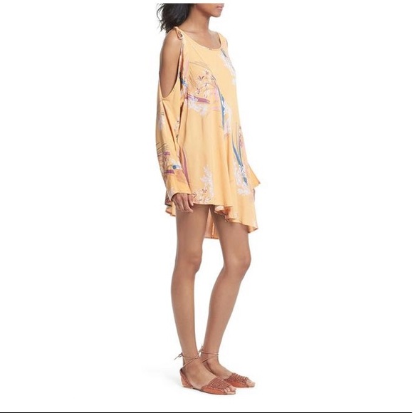 Free People Orange Cold Shoulder Mini Dress Tunic - Picture 8 of 8